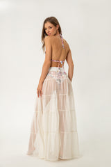 Ivory Maxi Mesh Cover-Up Skirt – Toscana