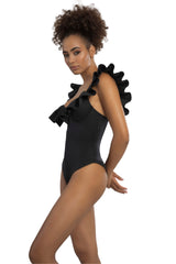 Solid black one-piece swimsuit-Ref. Zanzibar