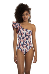 One-piece swimsuit with purple artistic print-Ref. Korali