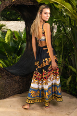 Black skirt with baroque print - Ref. Skala