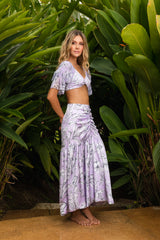 Lavender skirt with floral print - Ref. Ayia