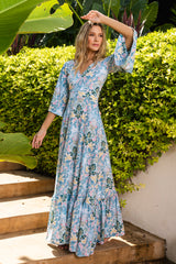 Light blue dress with arabesque print - Ref. Navagio