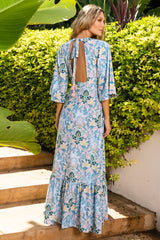 Light blue dress with arabesque print - Ref. Navagio