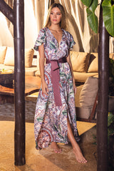 Dress with dark rose boho print - Ref. Ifaty