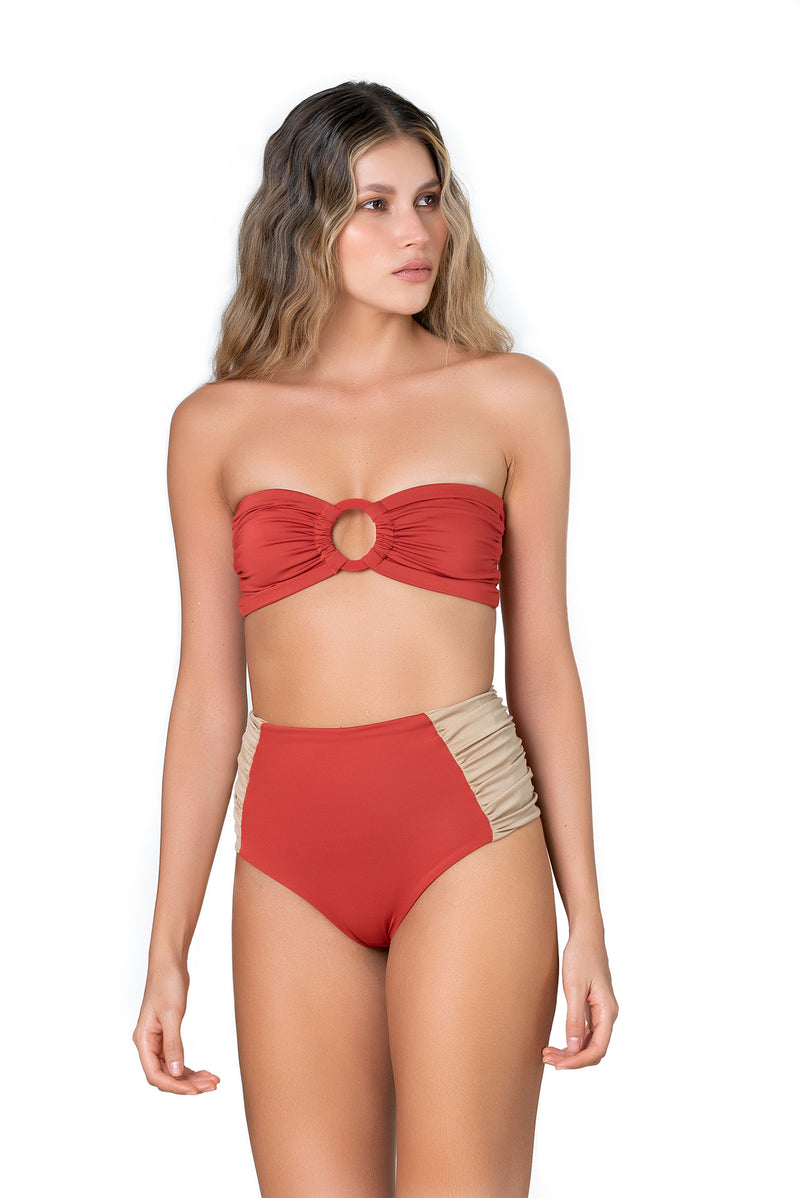 Bikini set in solid terracotta - Ref. Vallarta