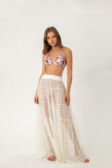 Ivory Maxi Mesh Cover-Up Skirt – Toscana