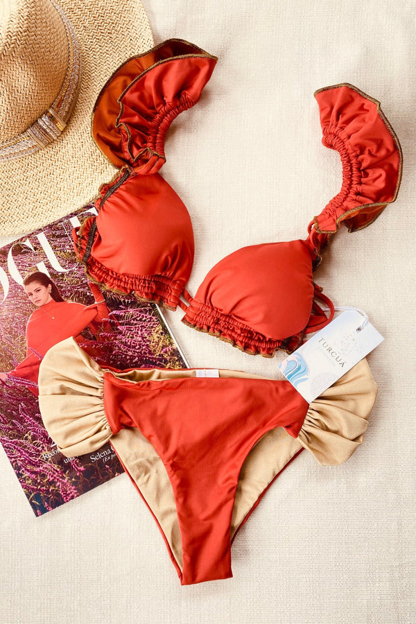 Bikini set in solid terracotta - Ref. Kala