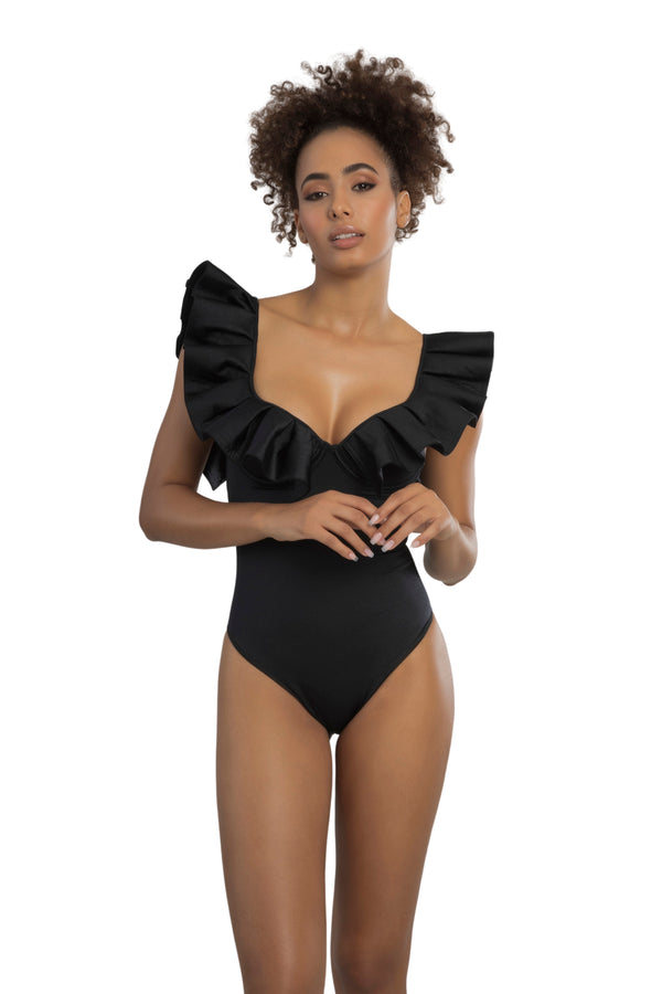 Solid black one-piece swimsuit-Ref. Zanzibar