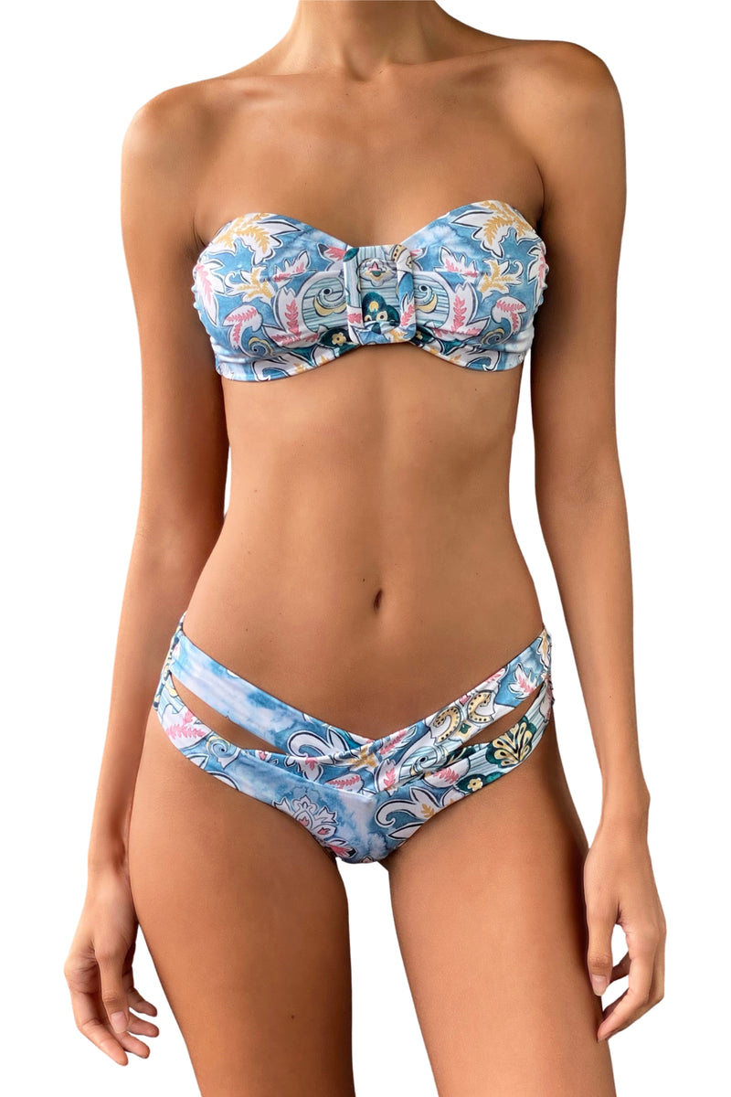 Light blue bikini with arabesque print - Ref. Miyako