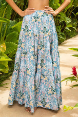 Light blue skirt with arabesque print - Ref. Macao