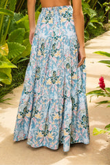 Light blue skirt with arabesque print - Ref. Macao