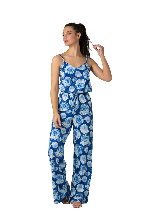 Blue jumpsuit with seashell print - Ref. Arashi