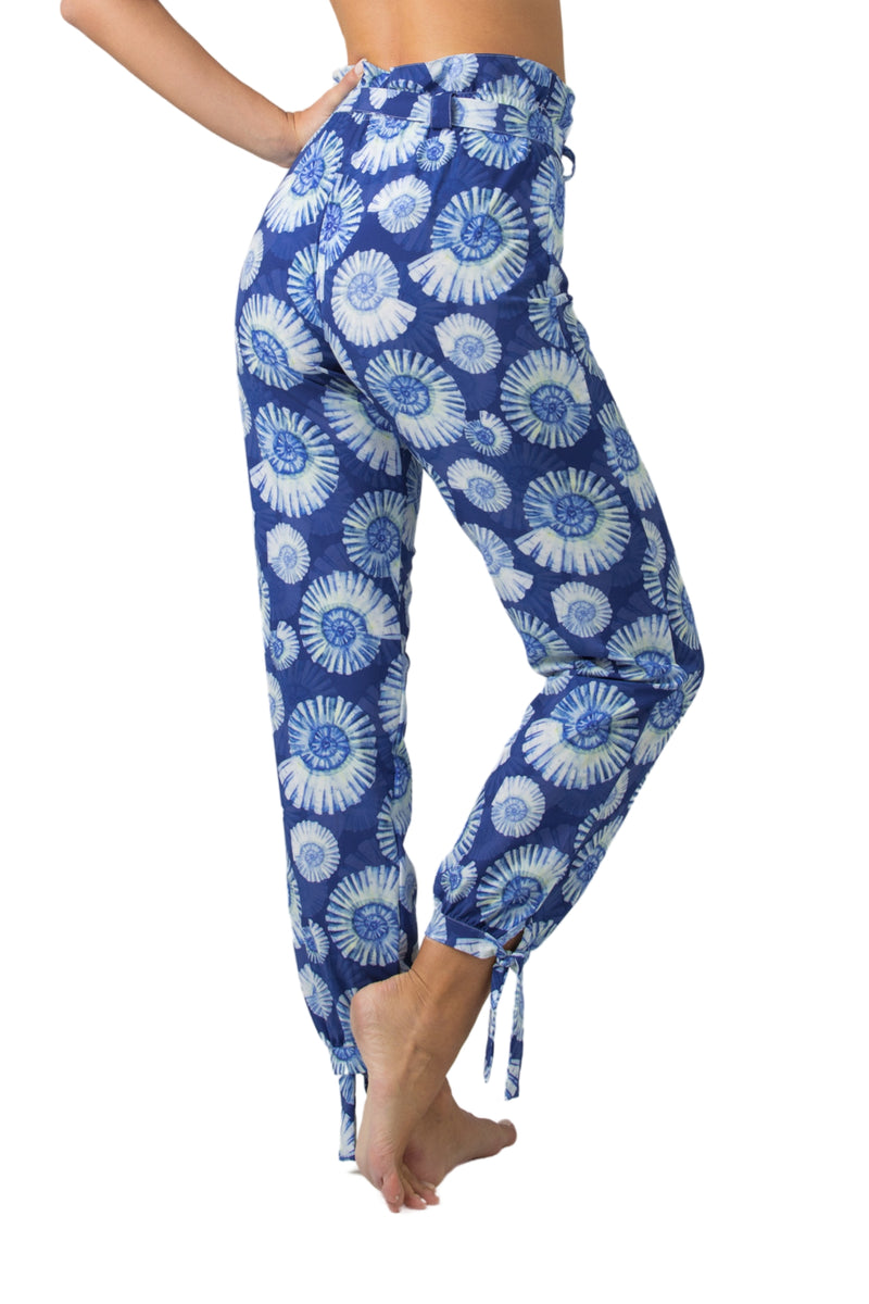 Beach pants with seashell print in blue - Ref. Waikiki