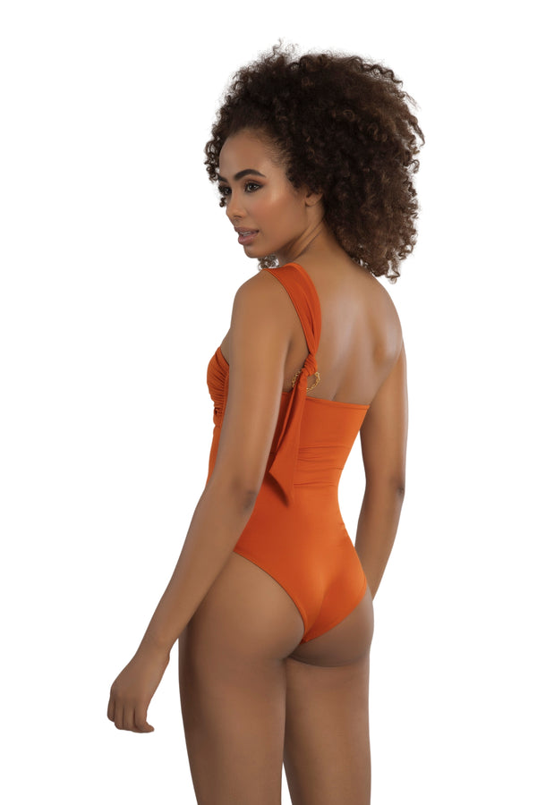 Solid orange one-piece swimsuit-Ref. Kissamos
