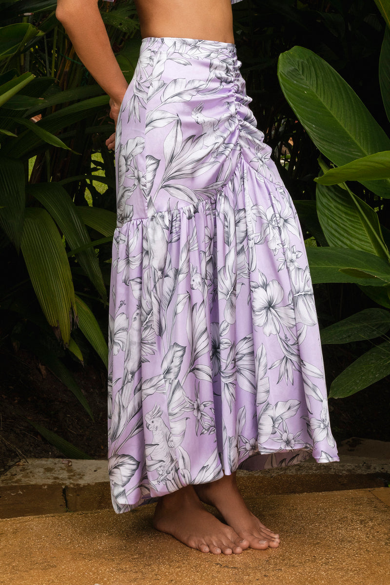 Lavender skirt with floral print - Ref. Ayia